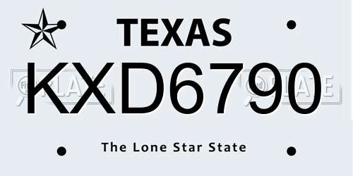 KXD6790 Texas License Plate