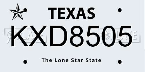 KXD8505 Texas License Plate
