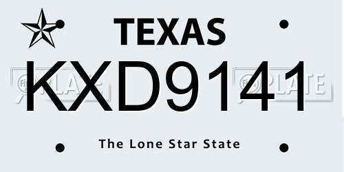 KXD9141 Texas License Plate
