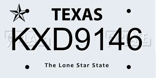 KXD9146 Texas License Plate