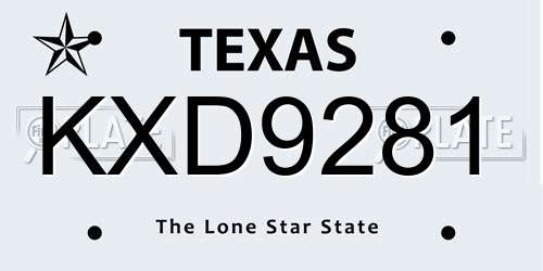 KXD9281 Texas License Plate