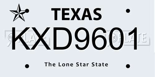 KXD9601 Texas License Plate