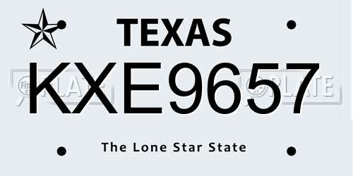 KXE9657 Texas License Plate