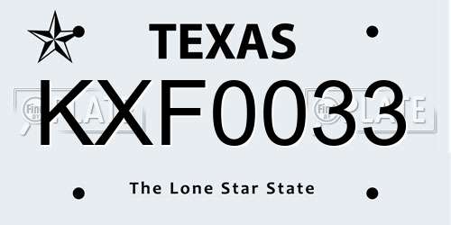 KXF0033 Texas License Plate