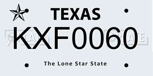 KXF0060 Texas License Plate