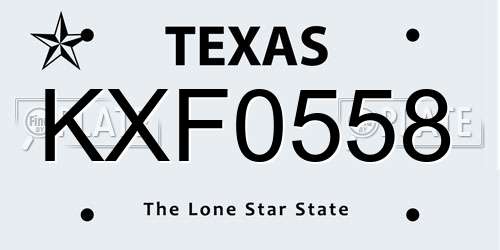 KXF0558 Texas License Plate