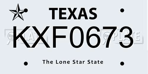 KXF0673 Texas License Plate