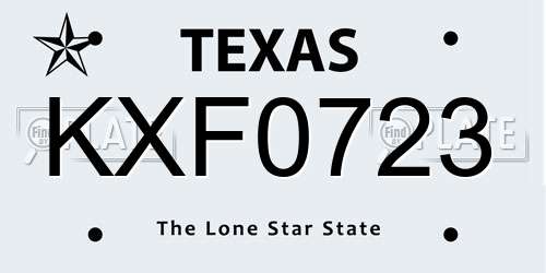 KXF0723 Texas License Plate