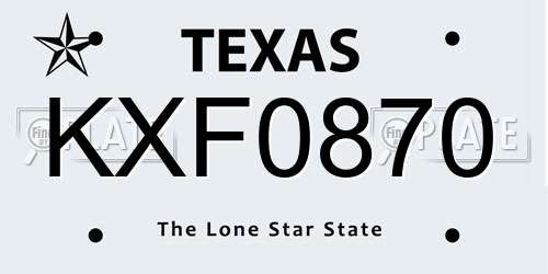KXF0870 Texas License Plate