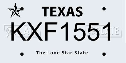 KXF1551 Texas License Plate
