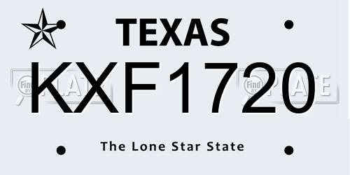 KXF1720 Texas License Plate