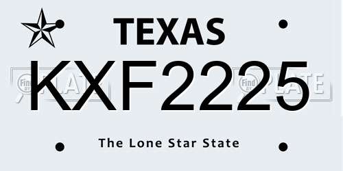 KXF2225 Texas License Plate