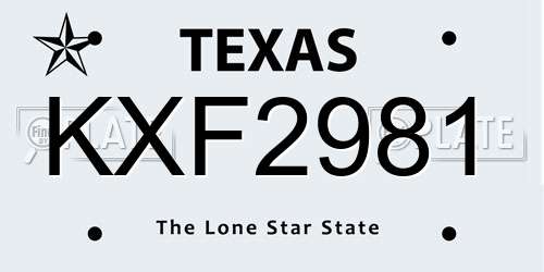 KXF2981 Texas License Plate