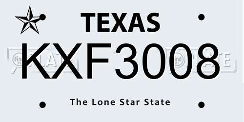 KXF3008 Texas License Plate