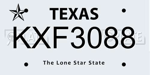 KXF3088 Texas License Plate