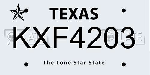 KXF4203 Texas License Plate