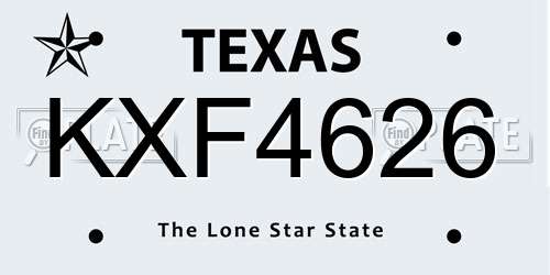 KXF4626 Texas License Plate