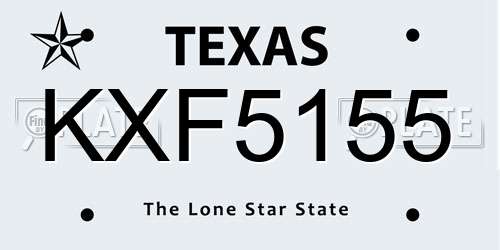KXF5155 Texas License Plate