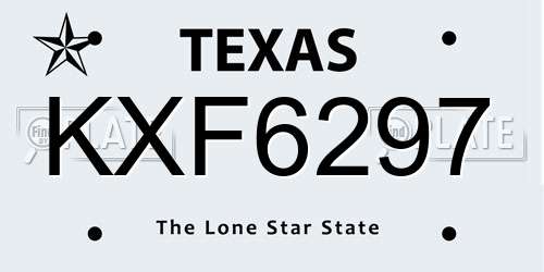 KXF6297 Texas License Plate