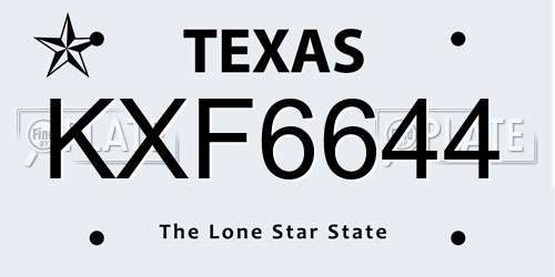 KXF6644 Texas License Plate