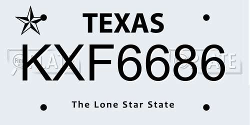 KXF6686 Texas License Plate