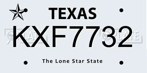 KXF7732 Texas License Plate