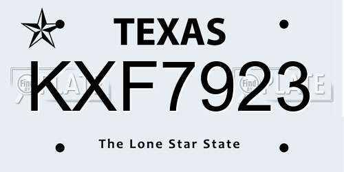 KXF7923 Texas License Plate