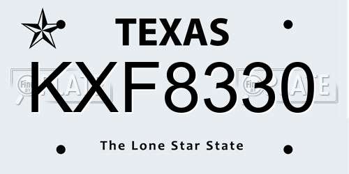 KXF8330 Texas License Plate