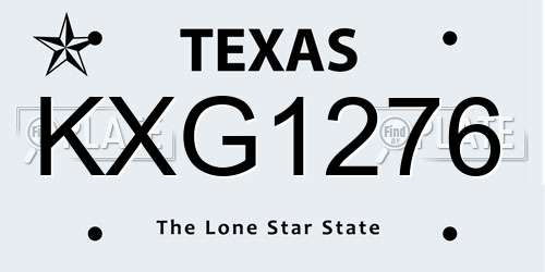 KXG1276 Texas License Plate