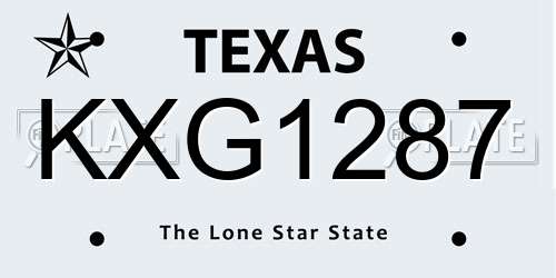 KXG1287 Texas License Plate
