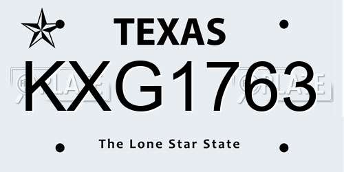 KXG1763 Texas License Plate