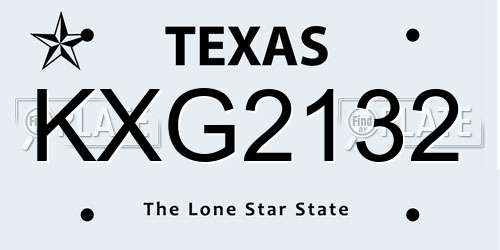 KXG2132 Texas License Plate