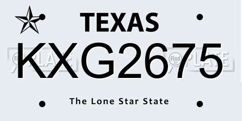 KXG2675 Texas License Plate