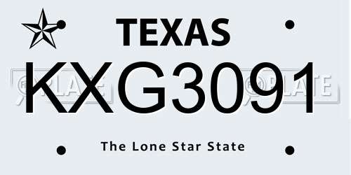 KXG3091 Texas License Plate