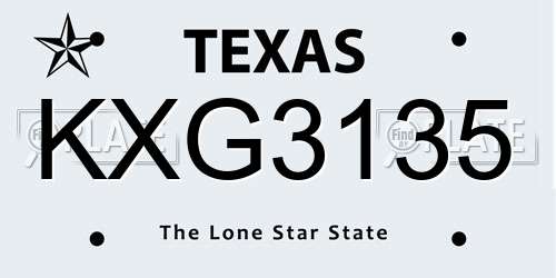 KXG3135 Texas License Plate