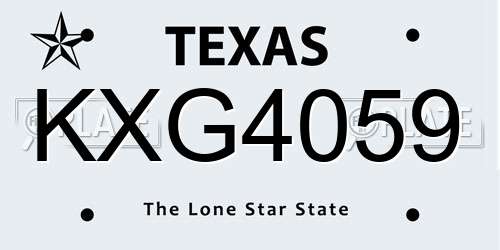 KXG4059 Texas License Plate