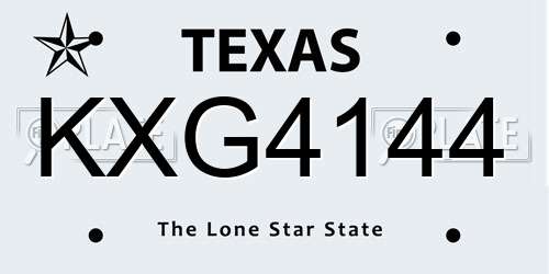 KXG4144 Texas License Plate