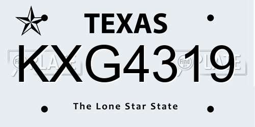 KXG4319 Texas License Plate