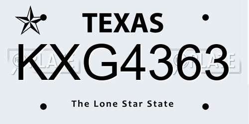 KXG4363 Texas License Plate