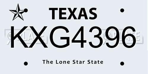 KXG4396 Texas License Plate