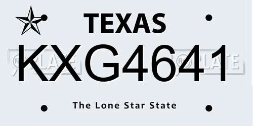 KXG4641 Texas License Plate