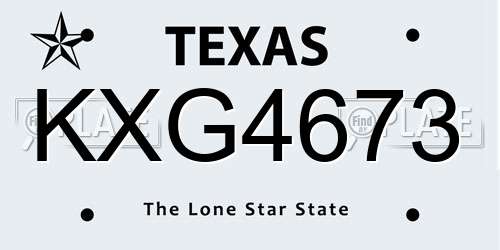 KXG4673 Texas License Plate