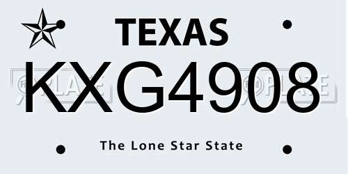 KXG4908 Texas License Plate