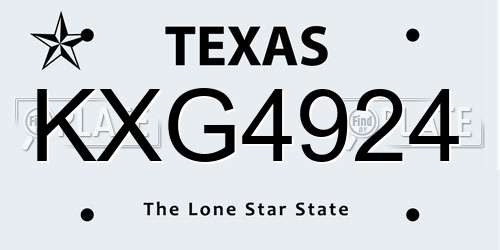 KXG4924 Texas License Plate