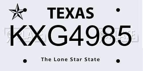 KXG4985 Texas License Plate