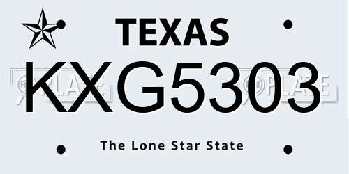 KXG5303 Texas License Plate