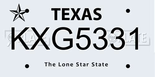 KXG5331 Texas License Plate