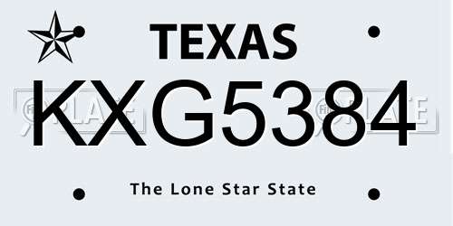 KXG5384 Texas License Plate