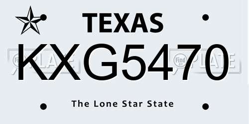 KXG5470 Texas License Plate