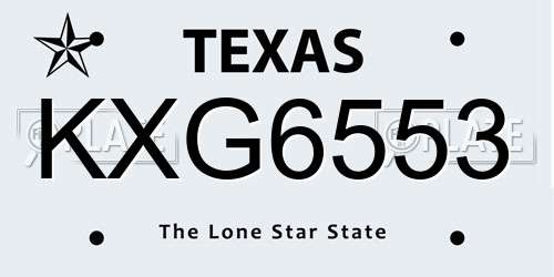 KXG6553 Texas License Plate